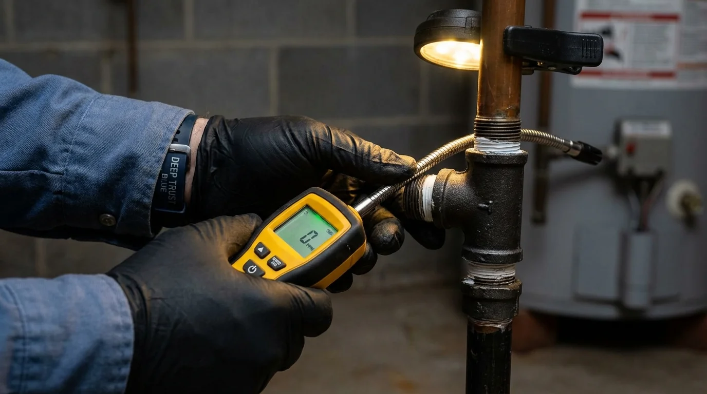 Gas leak detection with electronic sniffer by Johns Plumbing LLC in Greentown